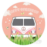 Voiture de printemps douce à l'extérieur de la toile de fond d'anniversaire du cercle